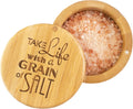 Salt Cellar Bamboo Storage Box with Magnetic Swivel Lid, 6 Ounce Capacity, "Take Life with a Grain of Salt" Engraved