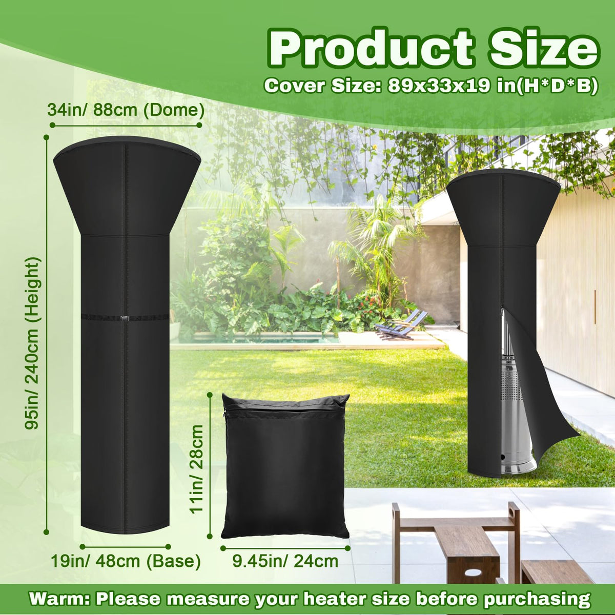 Patio Heater Cover, 420D Lamp Outdoor Cover for Standing Heater
