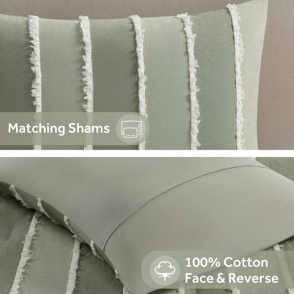 Comforter Set Boho Comforters Stripes, Clipped Jacquard, Cotton Comforter for Bed, All Season Poly
