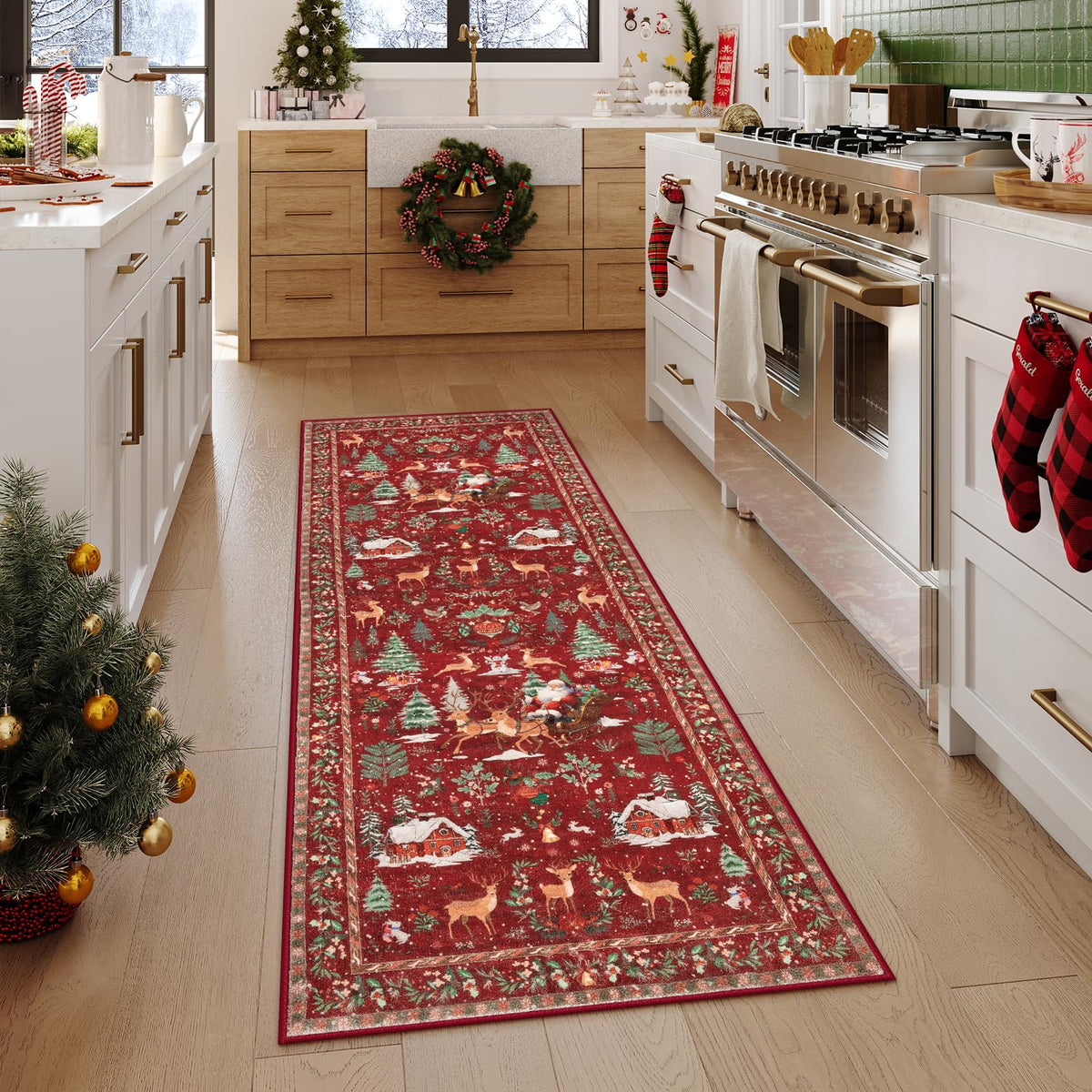 Christmas Runner Rug Red Runners s, Kitchen Rugs Non Slip Washable Entryway Carpet Runner, Soft Christmas Tree