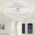 20" Flush Mount Chandelier Ceiling Fan with Light & Remote
