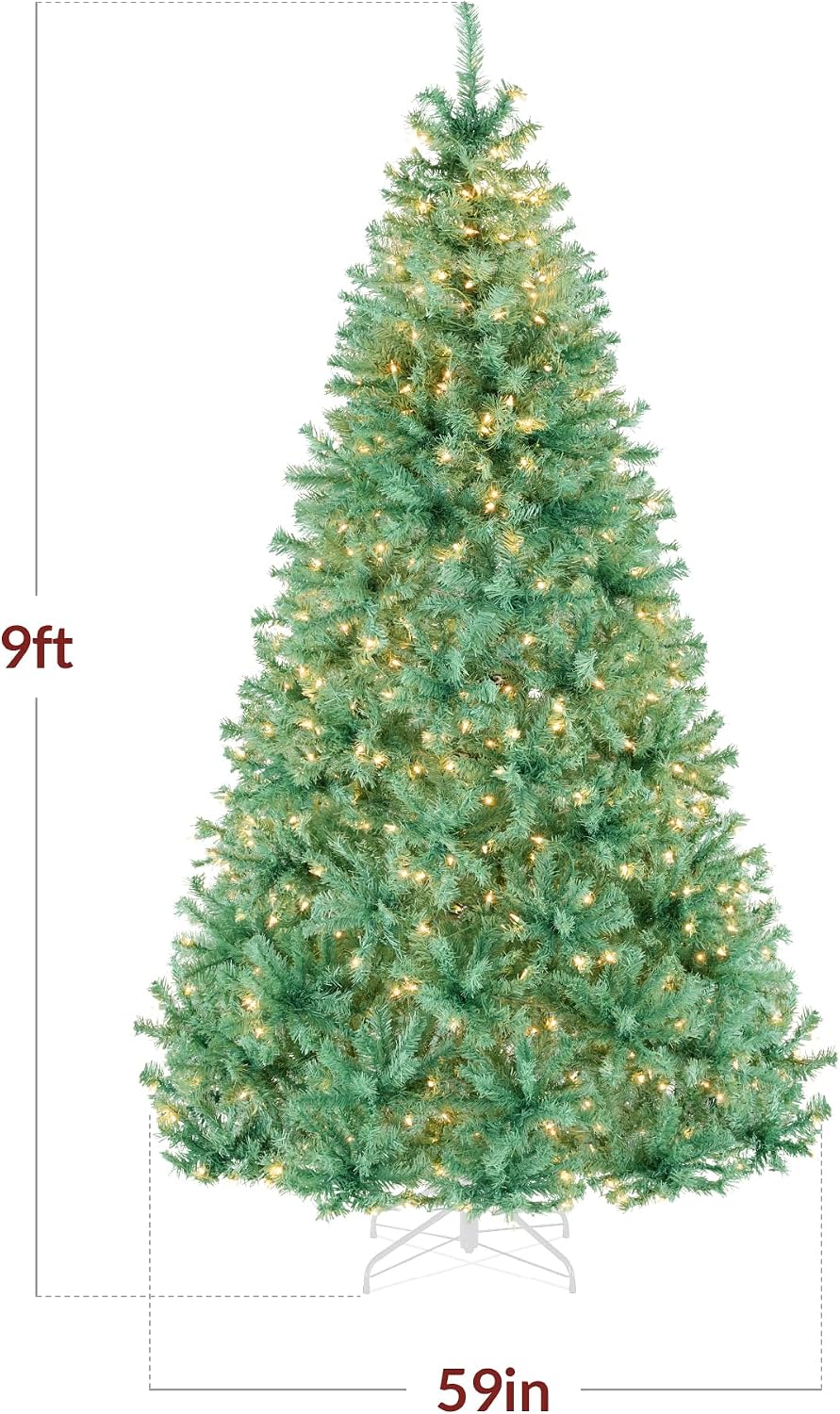 Pre-Lit Sage Green Christmas Tree, 4.5 to 9 ft, Full Artificial Holiday Decoration, Foldable
