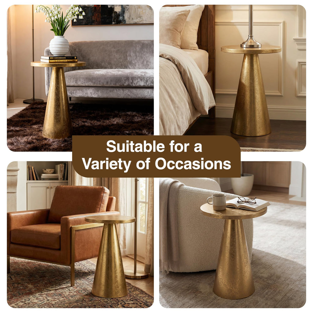 Inspired Saarinen Style Gold Round Pedestal, Modern Side Table for Couch & Sofa, Small Metal Drink Stand Accent Tables & Small Spaces
