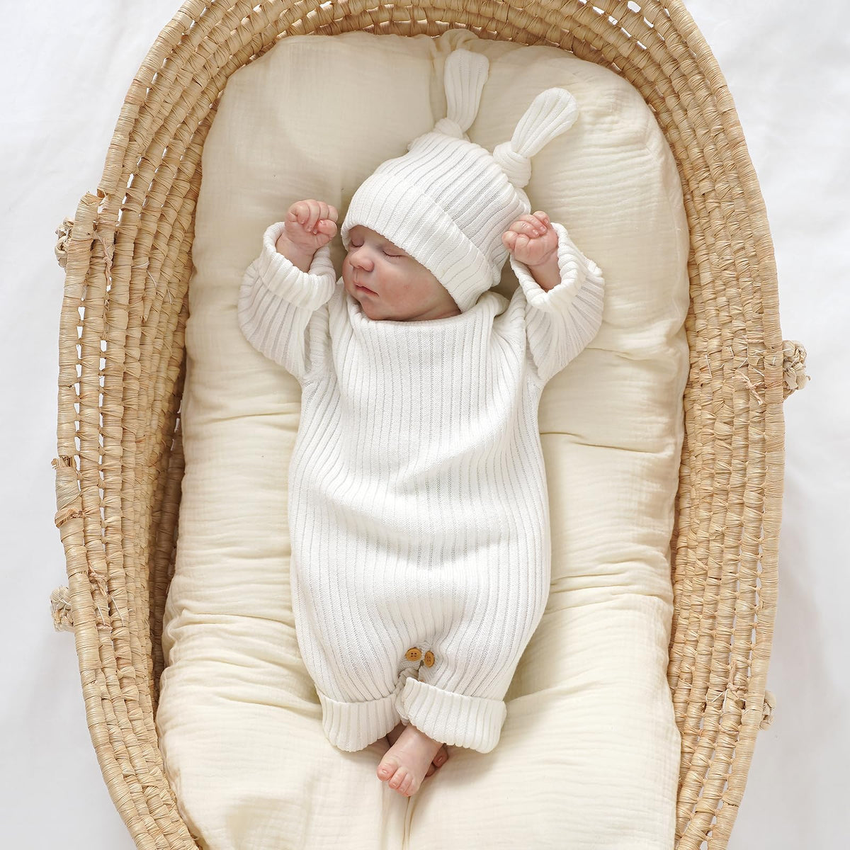 Baby Cotton Knit Romper & Hat Set