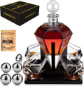 Diamond Whiskey Decanter Set 4 ChillBall Glasses&Tray Decanter Sets for Men - Set of 12