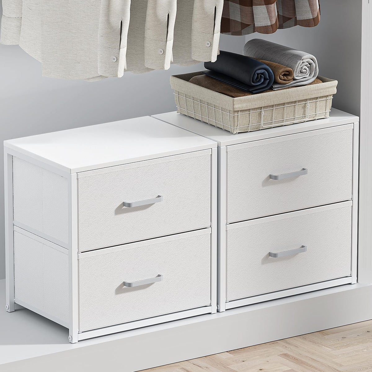 Stackable Storage Drawers, Closet Drawers, White