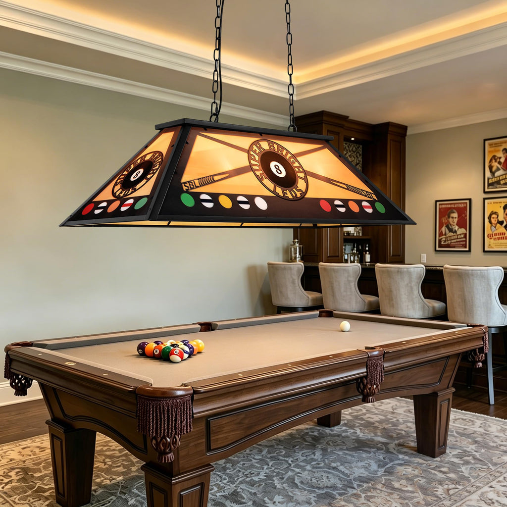 Vintage Pool Table Light Fixture, Tiffany Pool Table Lights Hanging Over 7'-8' Pool Table, 43" Billiard Table