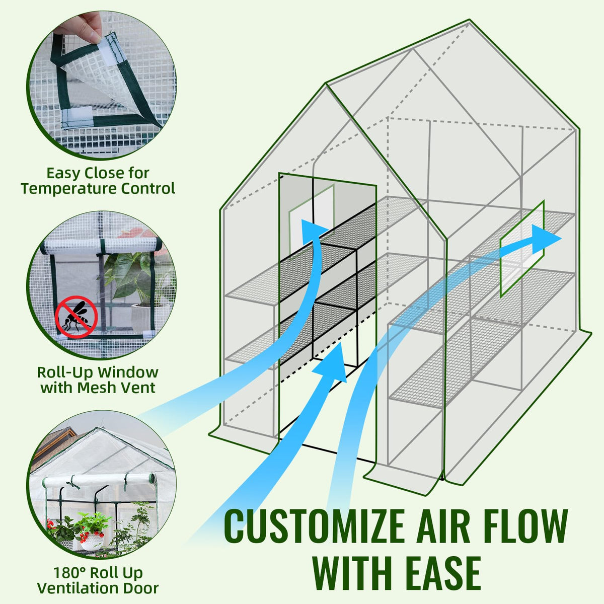 Greenhouse, 57 × 57 × 76" Portable Green House for Outdoor Indoor
