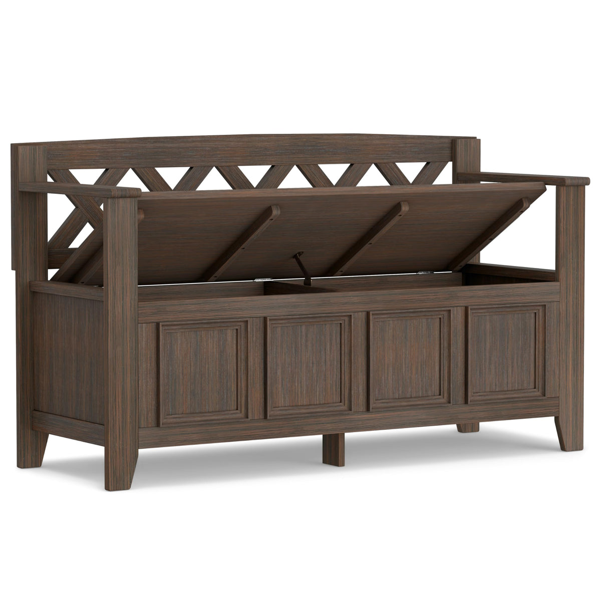 Amherst 48" Wide Solid Wood Storage Bench in Farmhouse Brown