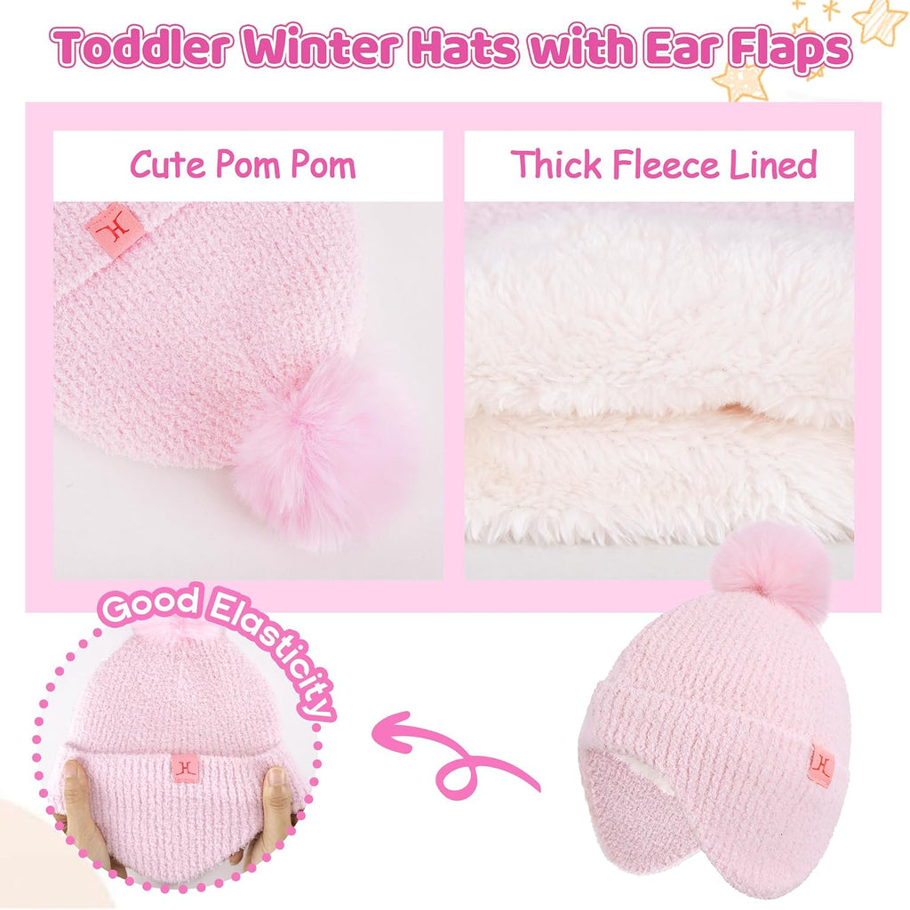 Toddler Kids Winter Hats Mittens Gloves Scarf Set Age 0-4