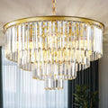 Four-Tier Round Gold Crystal Flush Mount Chandelier for Dining