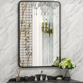 Black Metal Framed Rectangular Wall Mirror 24" x 36" Bathroom Mirror with Peaked Trim s, Living Rooms, Bathrooms