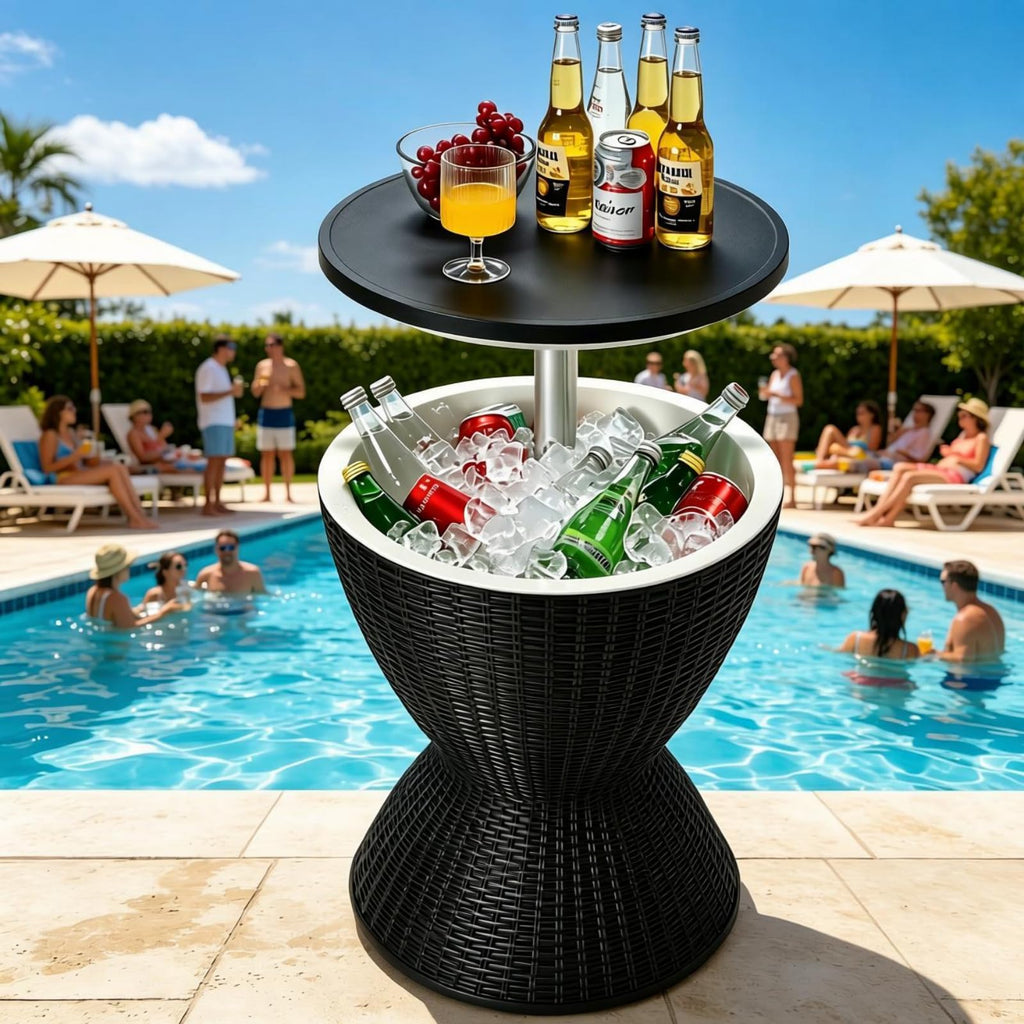 Outdoor Cooler Table, Multi-Functional Cooler Bar Table