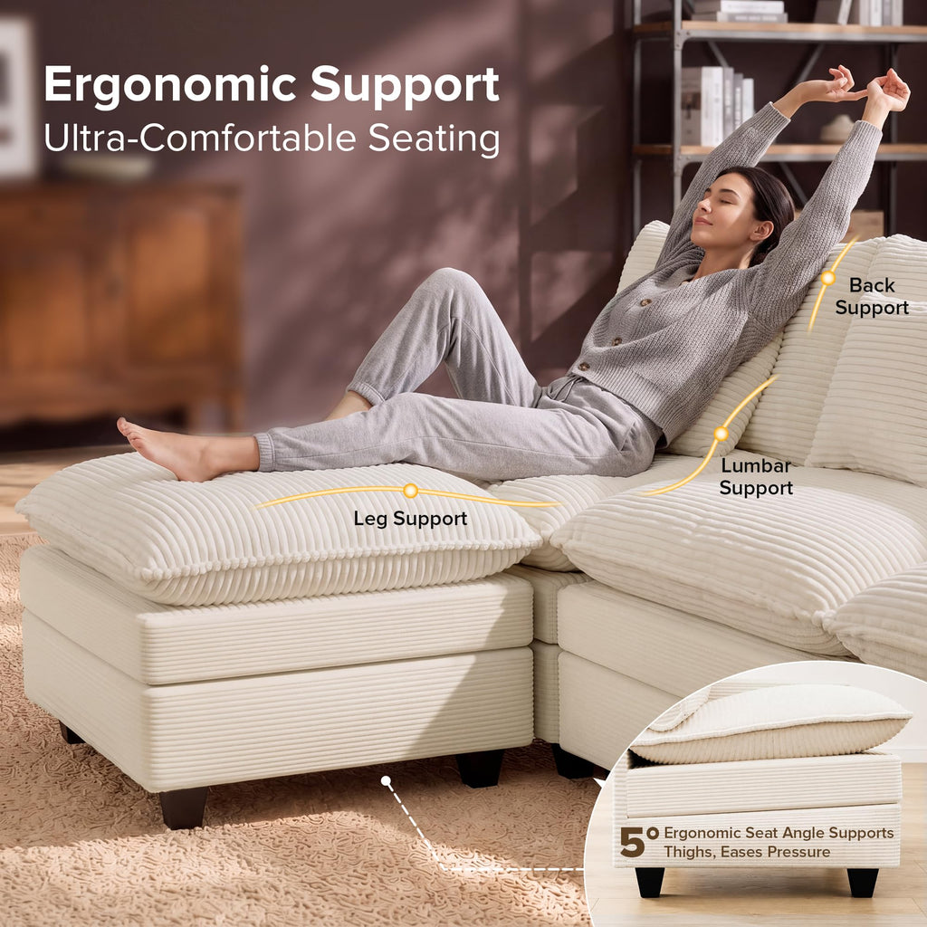 140" Modular Sectional Sofa, Deep Seat Cloud Couch Sectional