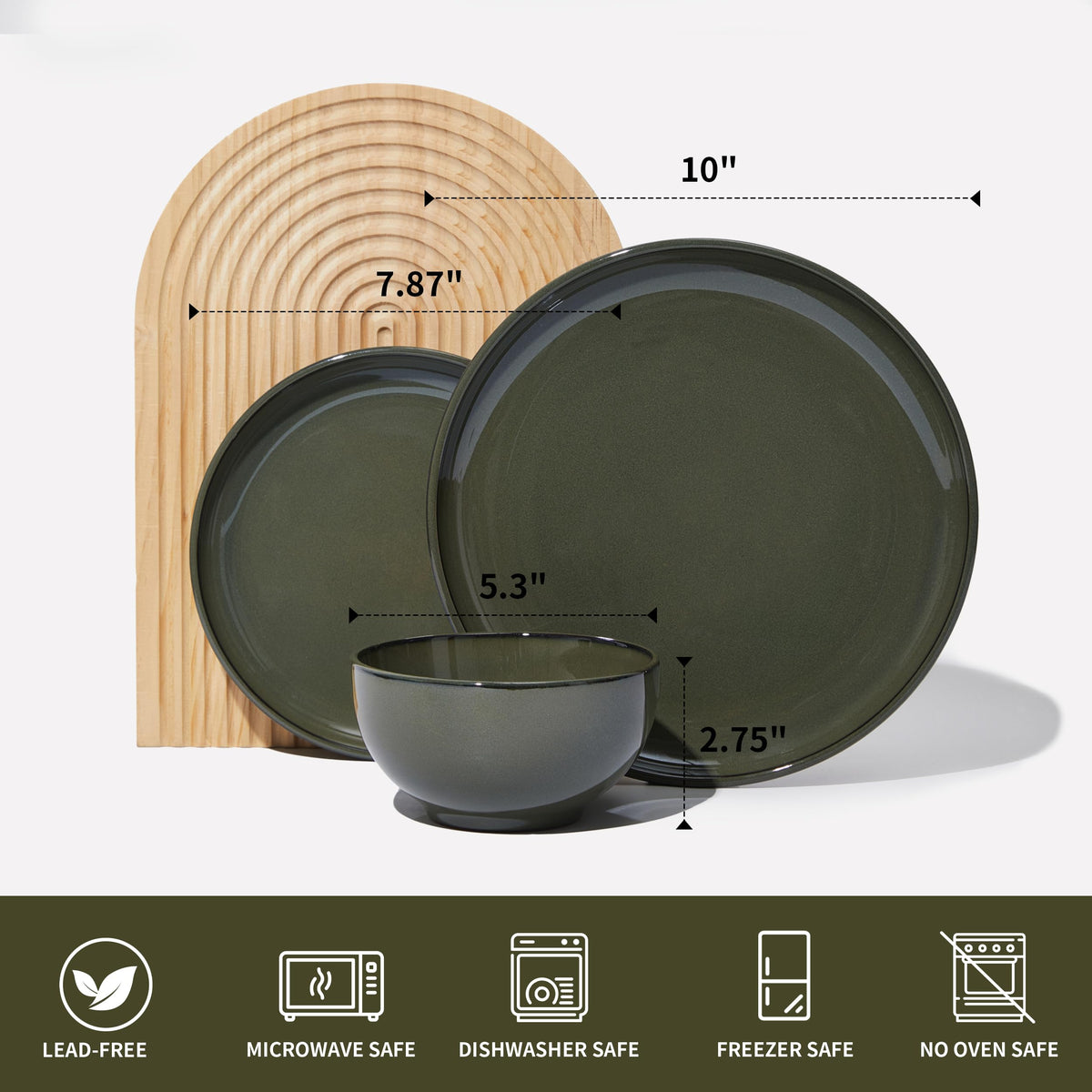 Stoneware Dinnerware Sets for 4, 12pcs Plates and Bowls Sets Dishes