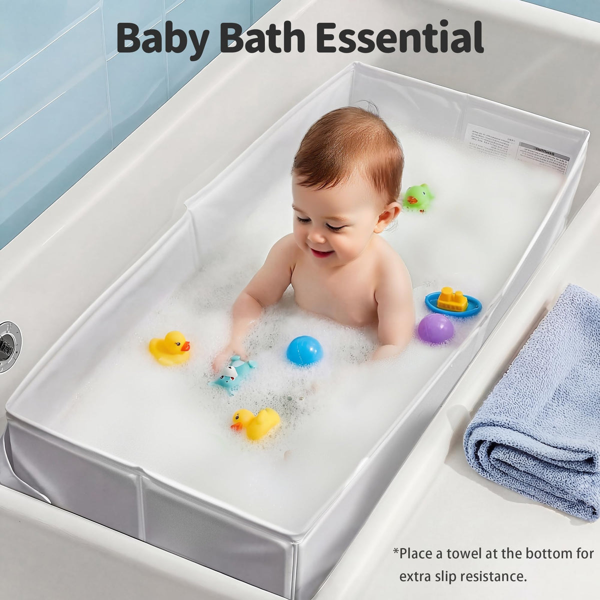 Bathtub for 6M-3Y Toddler, Baby Shower Gifts & Registry Search for Boys Girls, Collapsible & Portable Bathtub for