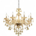 Eight-Light Modern Cognac K9 Crystal Chandelier with Faceted Drops