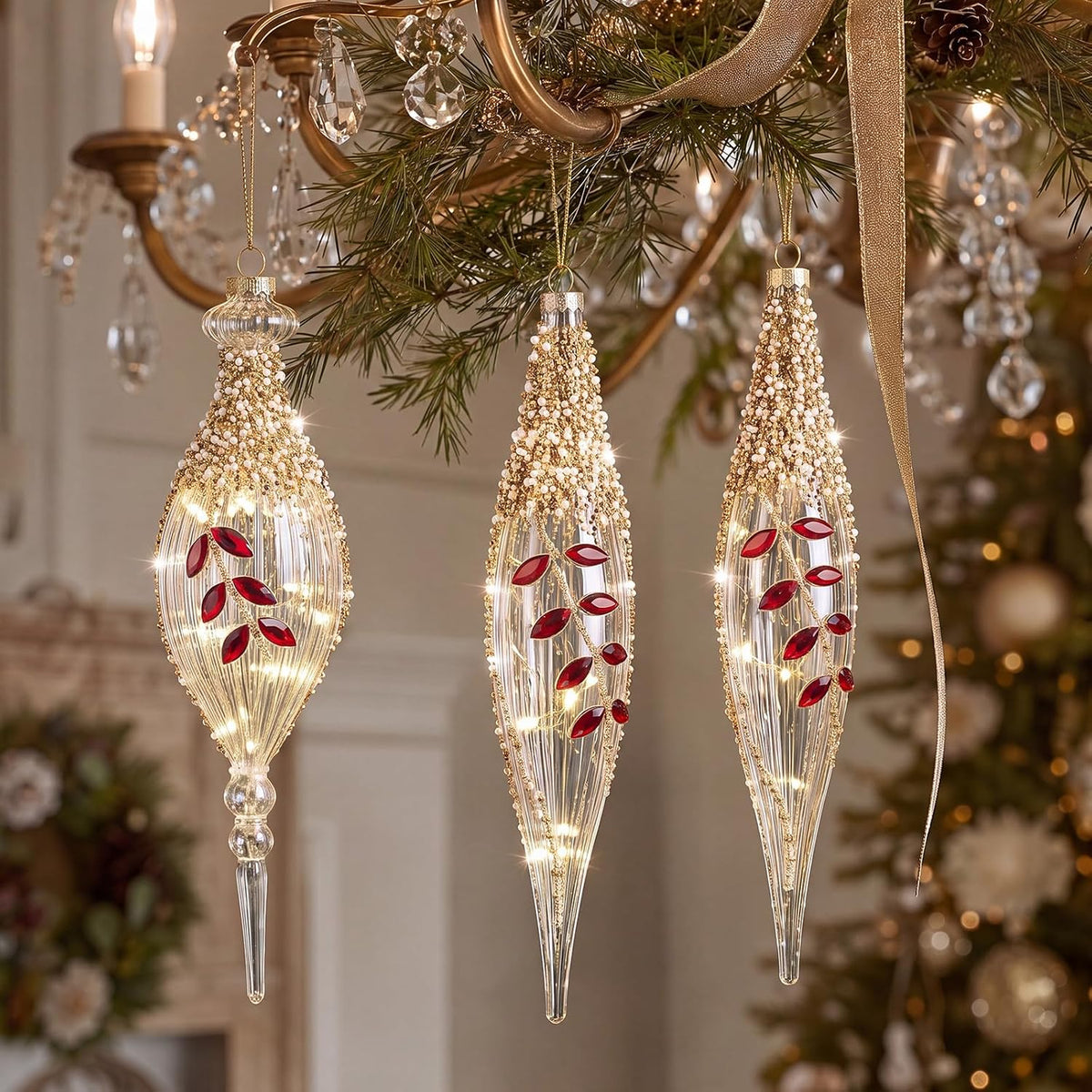 3 Pcs Christmas Glass Ball Ornaments Xmas Tree Decorations