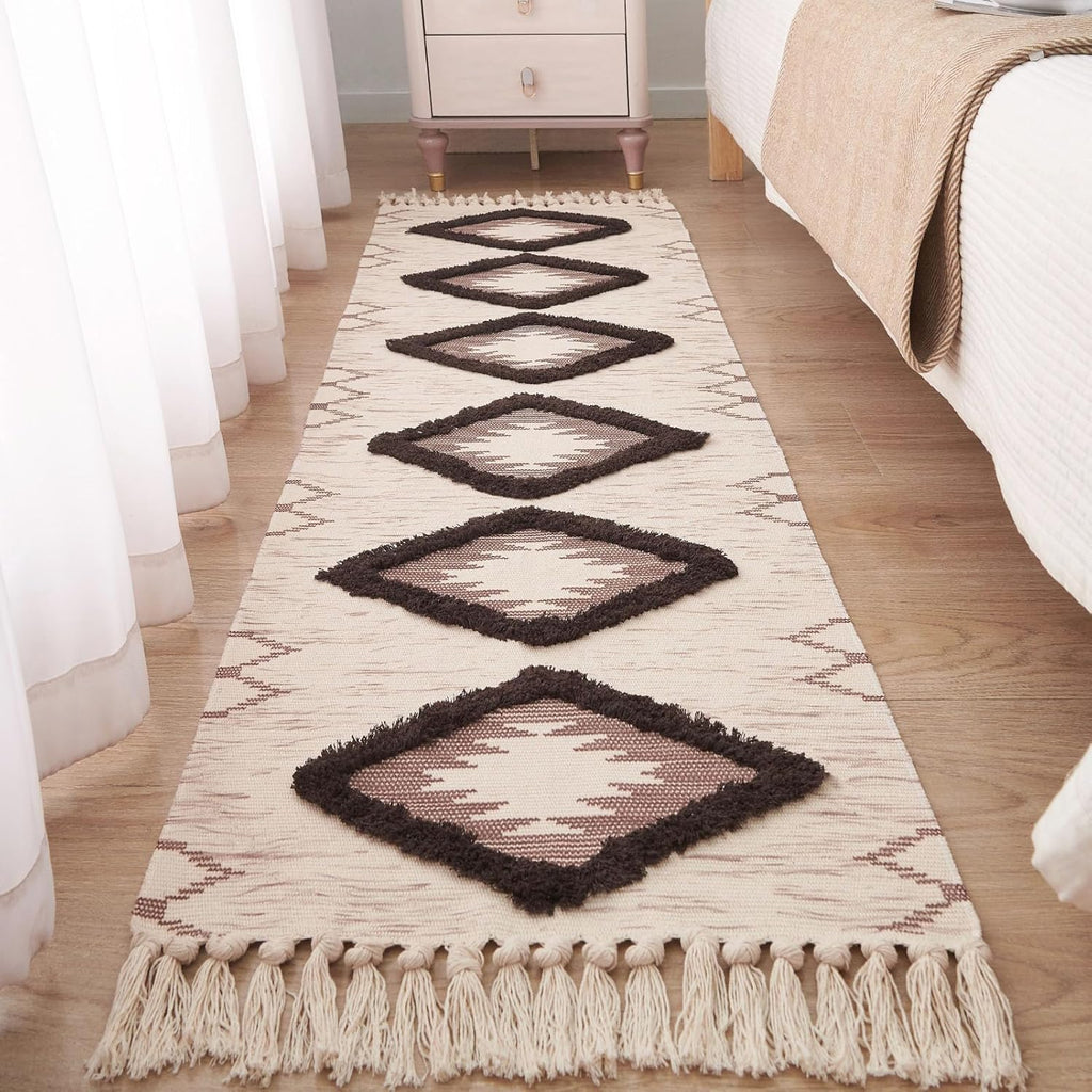 Boho Runner Rug 2'x6', Washable Hallway Rug Runner Non Slip Rubber Backed, Kitchen Farmhouse Area Rug Floor Mat with