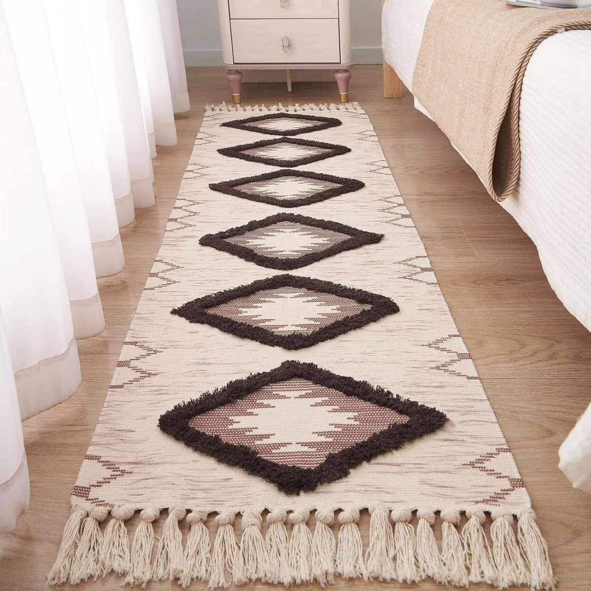 Boho Runner Rug 2'x6', Washable Hallway Rug Runner Non Slip Rubber Backed, Kitchen Farmhouse Area Rug Floor Mat with