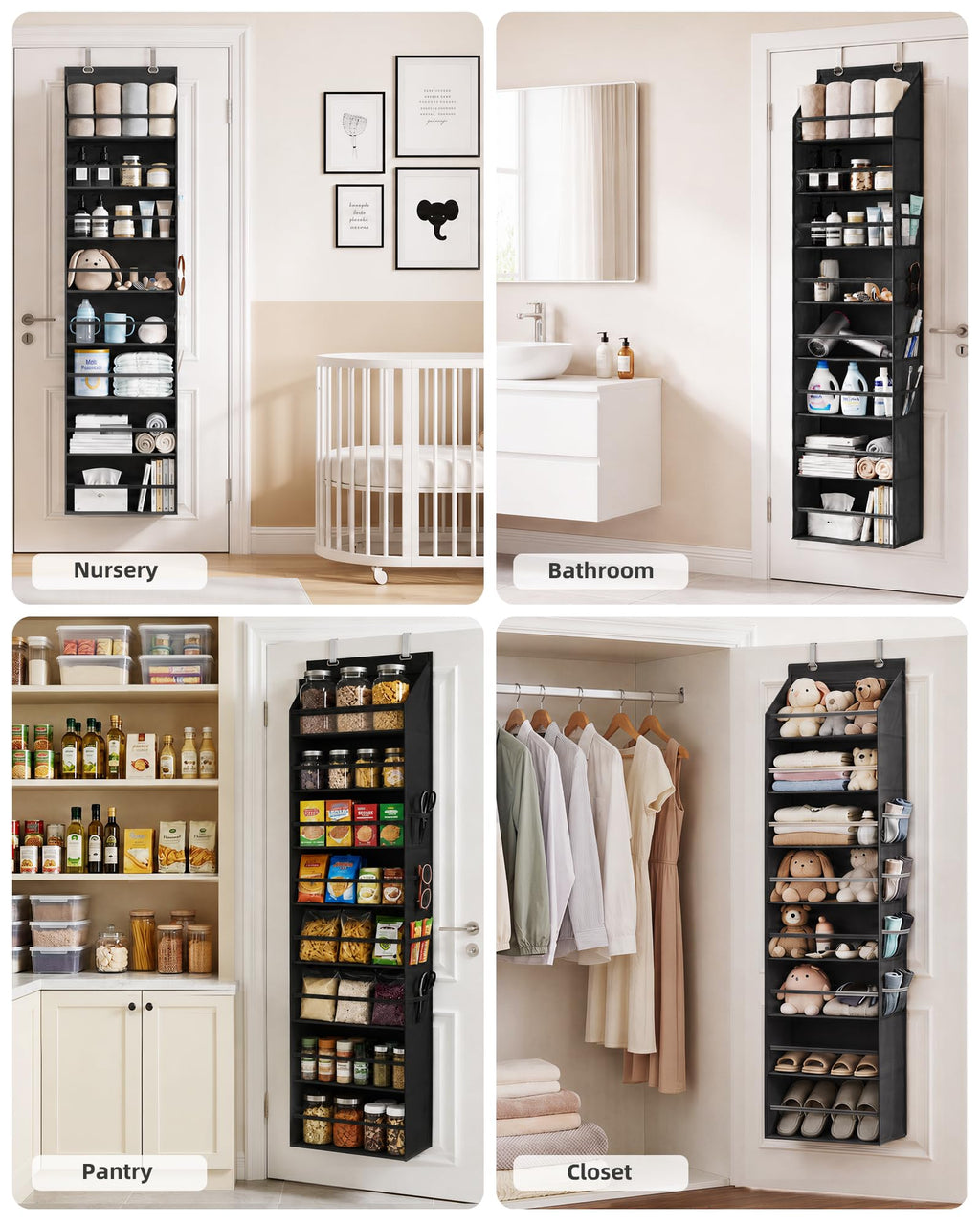 Over Door Organizer Hanging Shelves Large Clear Deep Pockets