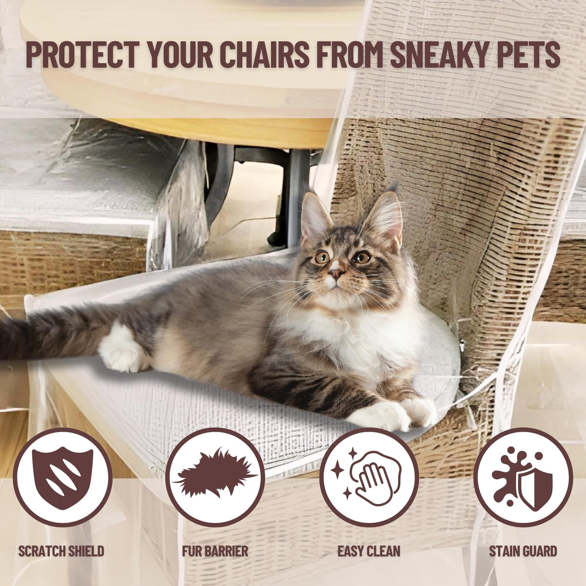 2-Pack Clear PVC Dining Chair Covers, Spill-Resistant Protectors