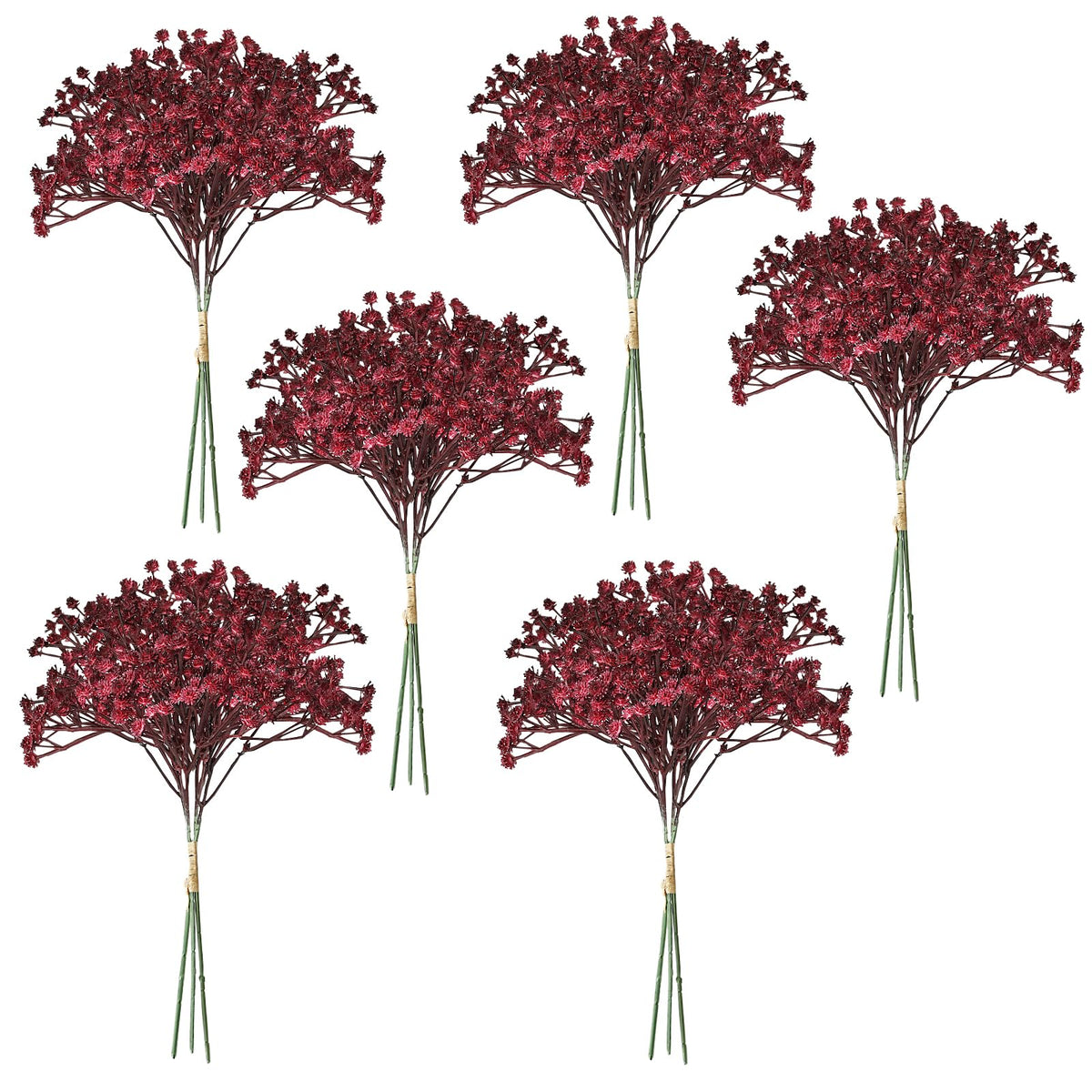 Baby's Breath Artificial Flowers, Maroon/Burgundy, 18pcs