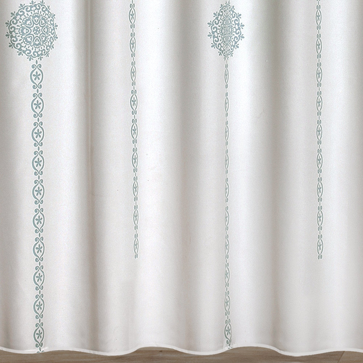 Stripe Medallion Shower Curtain-Fabric Mandala Bohemian Damask Print Design, 72" x 72", Blue