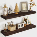 Solid Wood Floating Shelves for Wall 24"W x 8"D x 1.56"H Set of 2, Deep Wall Shelves Bedroom Bathroom Kitchen Decor