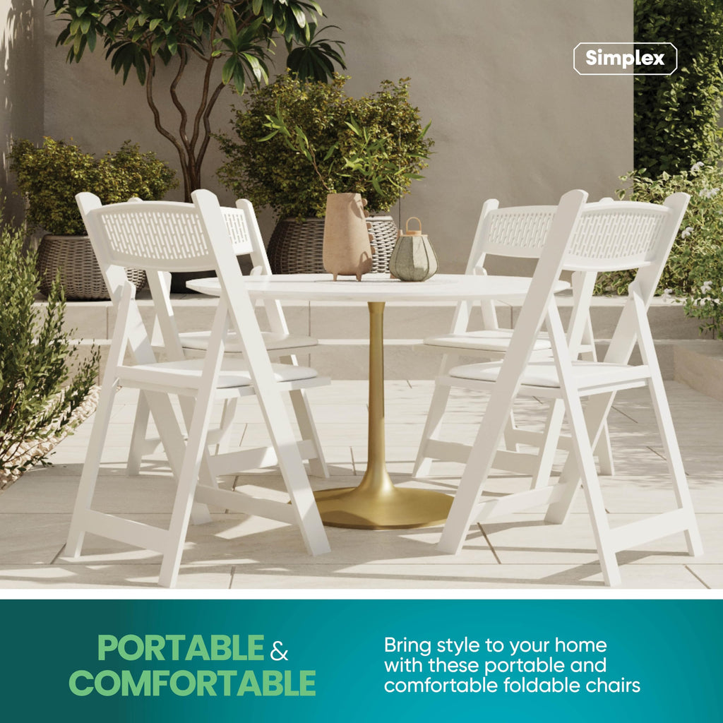 Mesh Back Folding Chairs, Padded Seat, 800 lb, 12 Pack