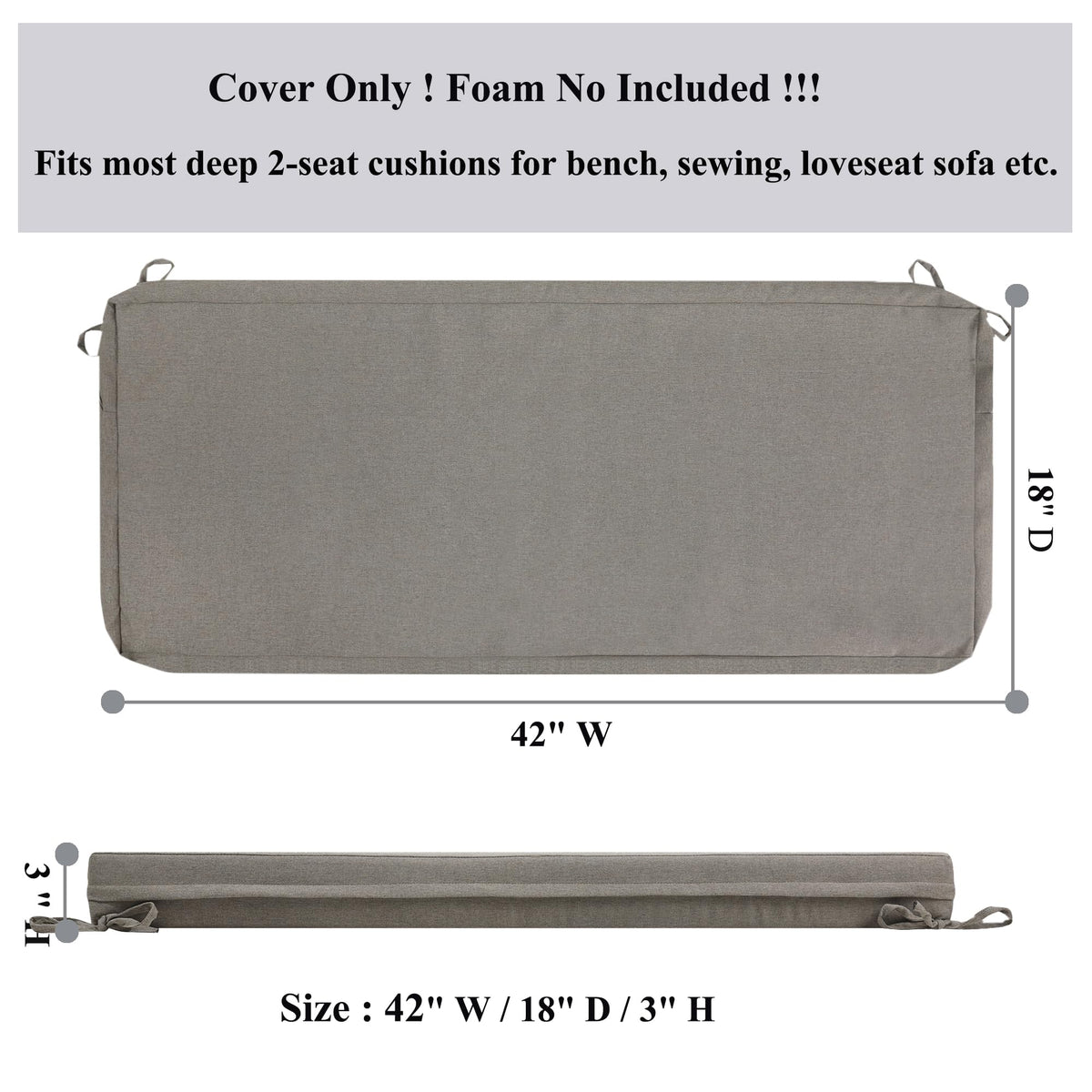 Outdoor Bench Cushion Covers 42x18x3Inch, No Insert-Beige Coffee