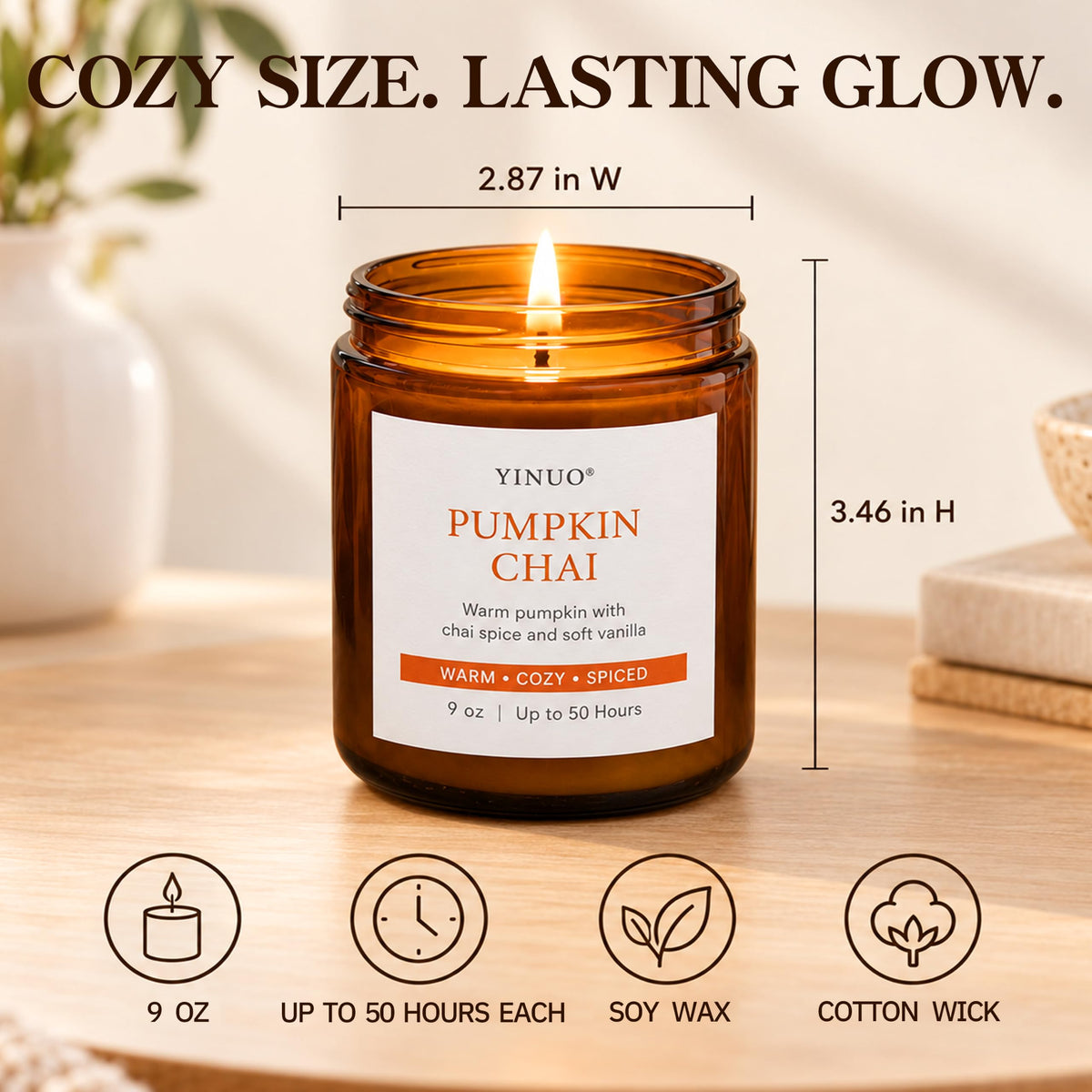 Fall Scented Candles Gift Set - 2 Pack 9oz Pumpkin Chai & Balsam Cedar