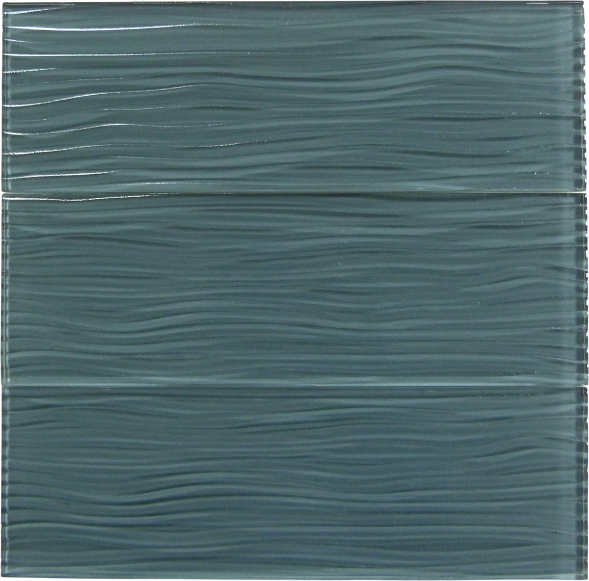 Oasis Tile Eclipse Grey Wave | 4x12 Glossy Glass Subway Tile