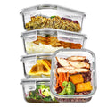 5Pack 22oz Glass Storage Containers with Lids, Grey