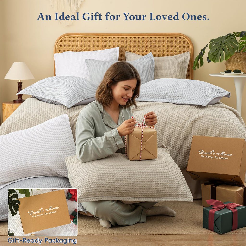 Textured Summer Waffle Weave Comforter Set, White