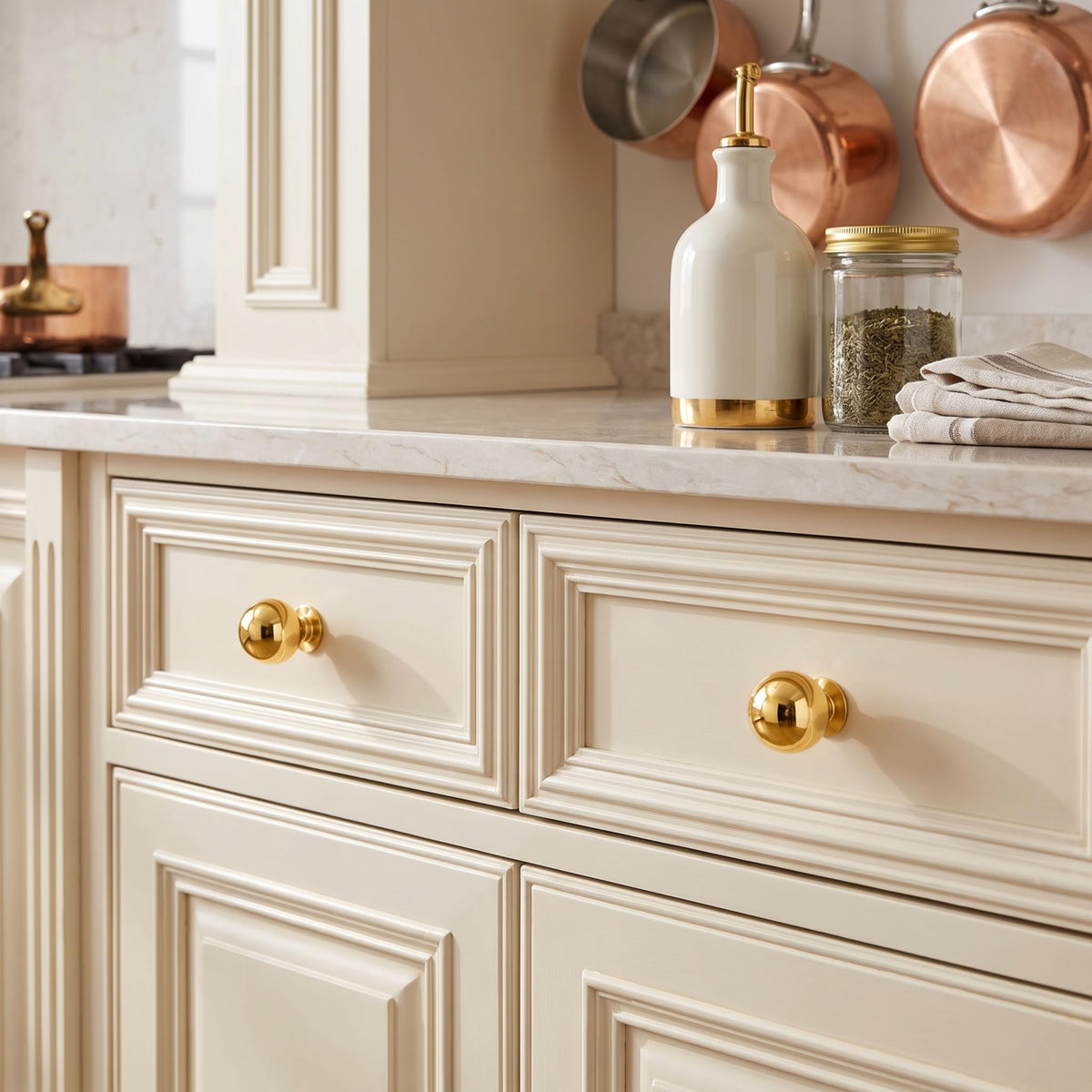 5 Pack 1 inch Unlacquered Brass Cabinet knobs, 100%-Solid-Brass knobs, Round Cabinet Pulls. Suitable for