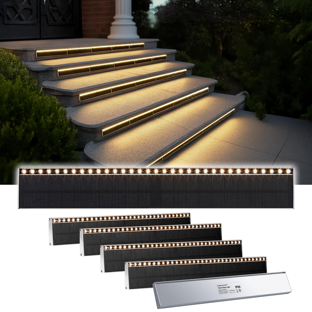 Solar Step Lights Outside, 33 Focused LEDs, Stair Light, 6PK
