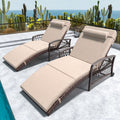Outdoor Chaise Lounge Set of 2 Outdoor Wicker Rattan Patio Chairs Recliners with 5-Position Backrest & Thickened