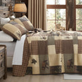 Cabin Quilt Set, 100% Cotton 3 Pieces Comforter Sets, Lodge Farmhouse Plaid Quilted Bedspread Coverlet