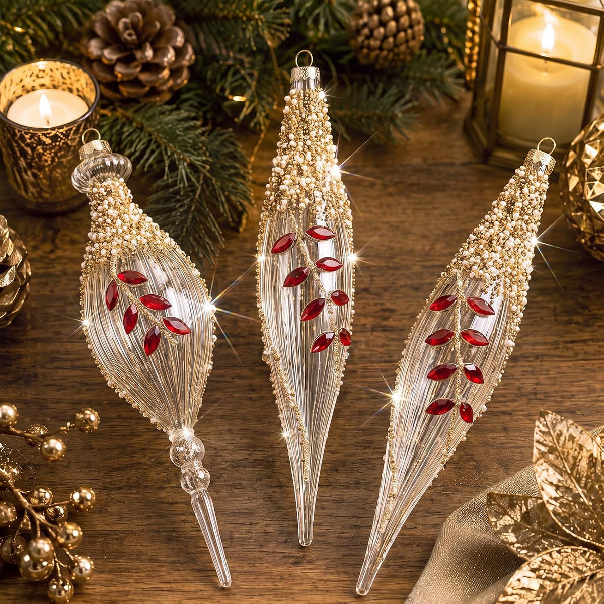 3 Pcs Christmas Glass Ball Ornaments Xmas Tree Decorations
