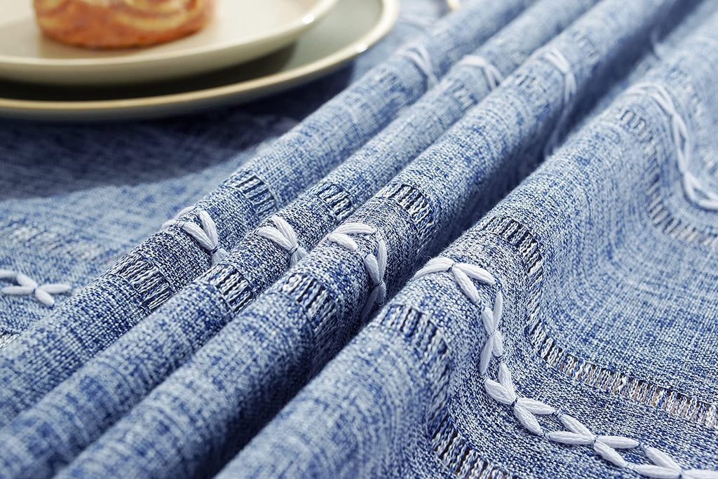 Rectangle Tablecloth 60 x 120 Inch, Farmhouse Boho Linen Table Cloths, Wrinkle Free & Washable Tablecloths for Dining