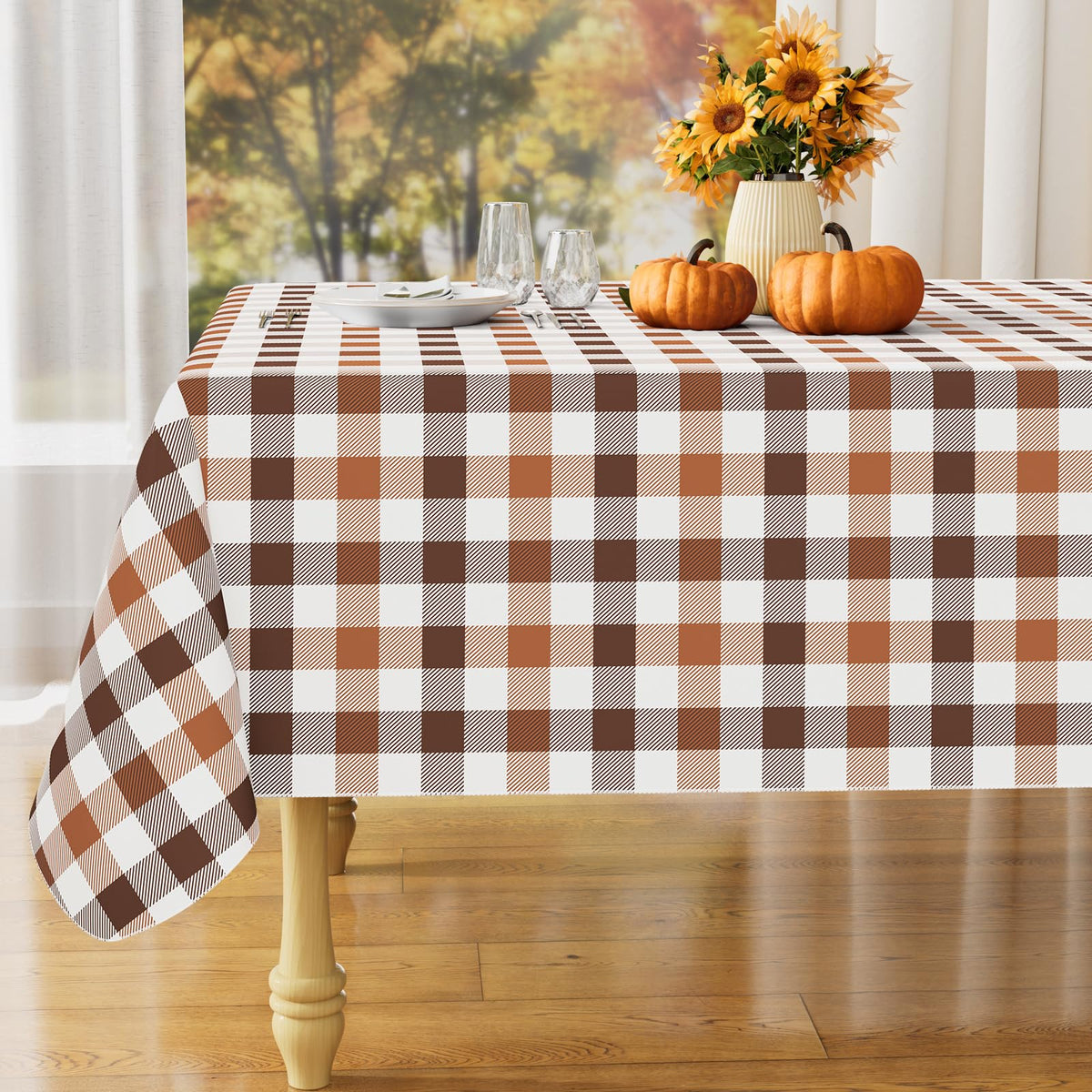 Rectangular Waterproof Vinyl Table Cloth, Flannel Backed Tablecloth