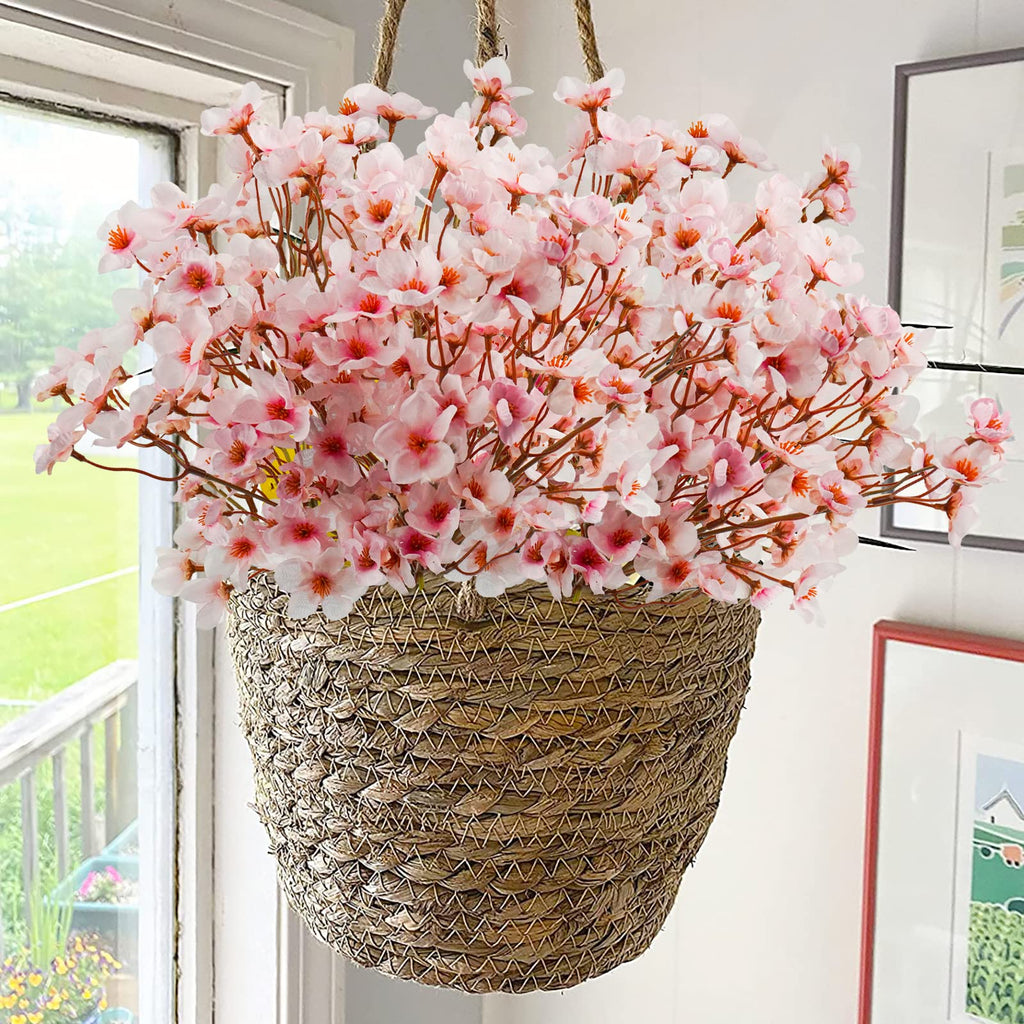 4Pcs Artificial Cherry Blossom Flower, Silk Peach Flowers Fake Plants Arrangement for DIY Garden Home Wedding Party