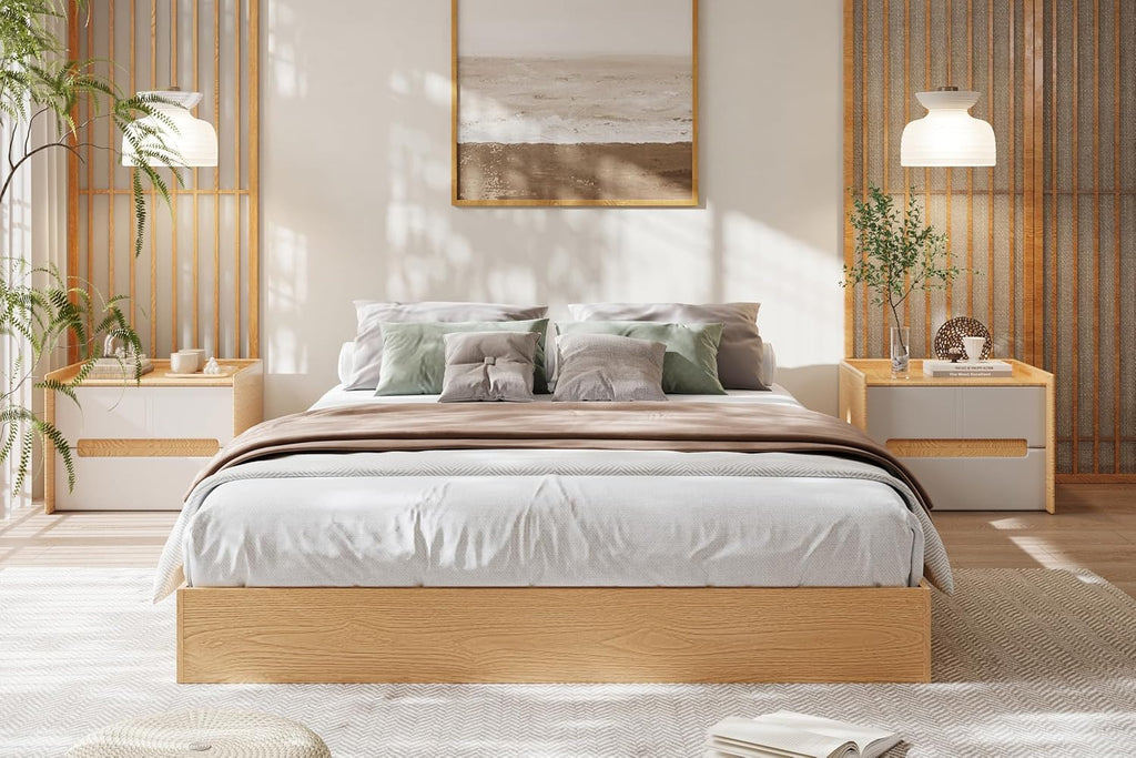 Wood Platform Bed Frame with Low Profile Design