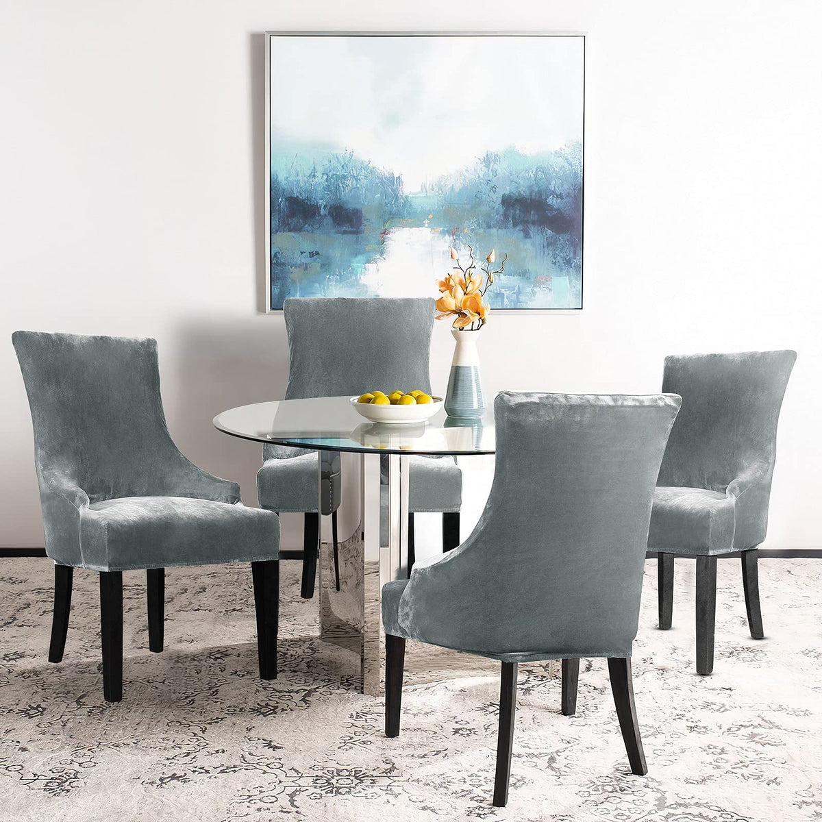 Velvet Stretch Wingback Chair Cover Slipcover - Reusable Protector Cover Banquet Home Decor etc Machine Washable Hand