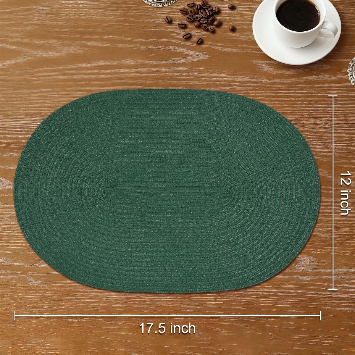 Placemats Set of 8, Woven Oval Braided Dining Table Mats(Sage Green)
