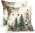 Christmas Pillow Covers 20x20 Inch Rustic Christmas Tree Decorative Outdoor Throw Pillows Winter Green - Set of 2
