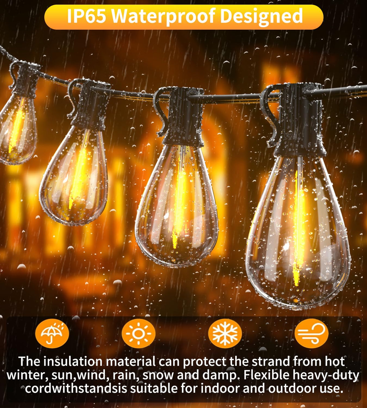 Outdoor String Lights, Ultra Long LED Patio Lights with Shatterproof High Brightness S11 Edison Bulbs, Outside