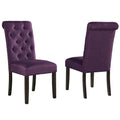 Leviton Solid Wood Tufted Parsons, Set of 2, Purple