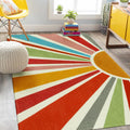 Kids Rug, Boho Washable Rainbow Nursery Rug, Non-Slip Soft Carpet for Playroom, Classroom, Office, Dining Room